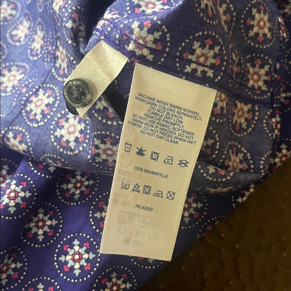 Purple Patterned No Iron Long Sleeve Shirt - Picture 4 of 4